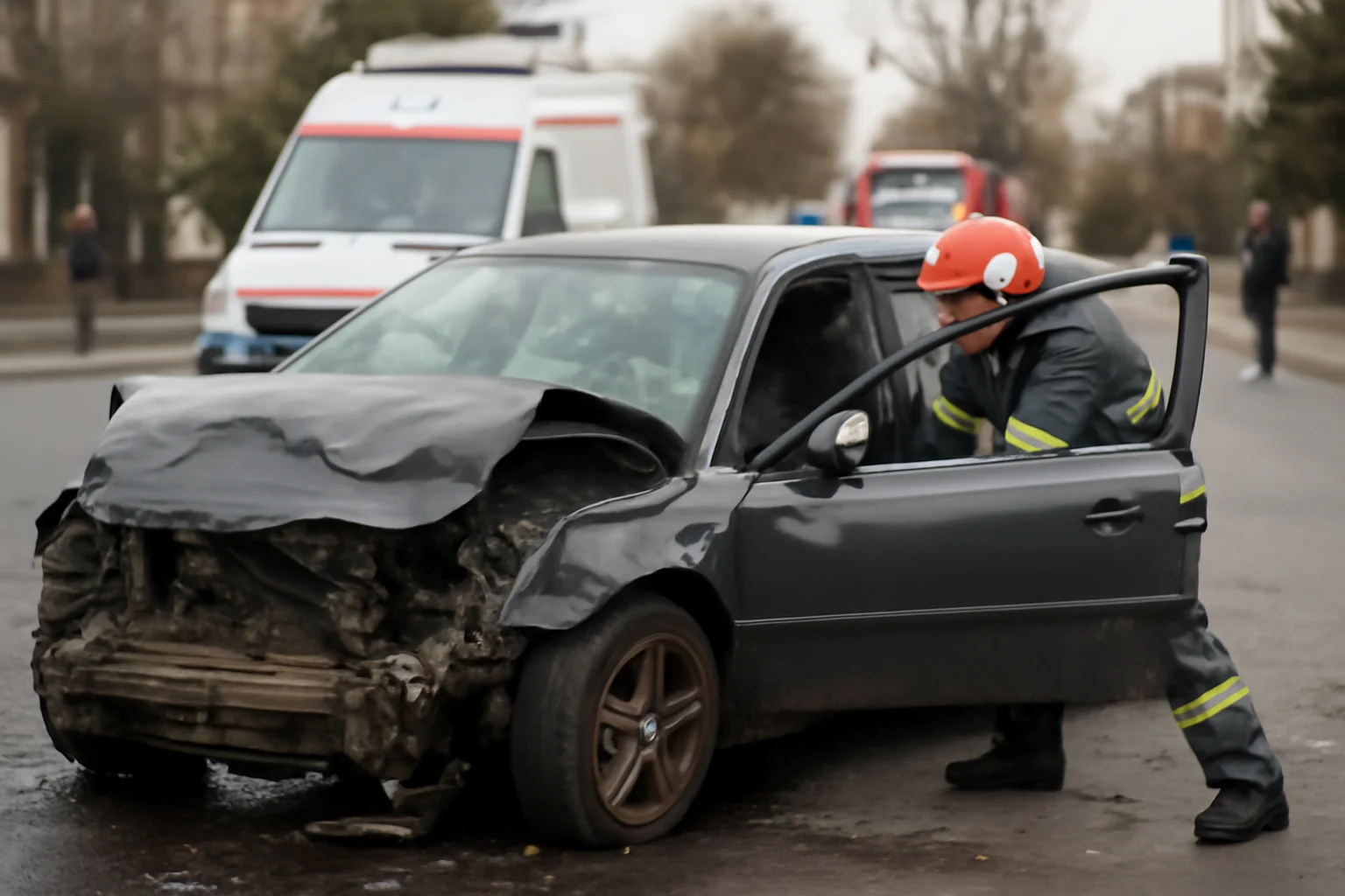 Accident cu două autoturisme în Tulcea: o femeie de 62 de ani, încarcerată și transportată la spital