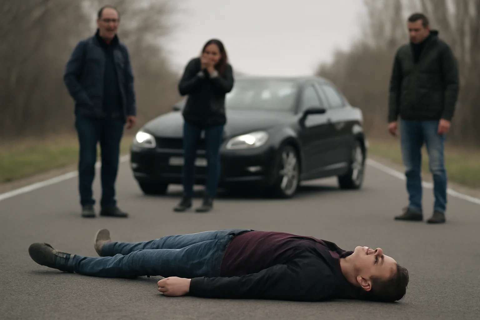 Bărbat călcat mortal de o mașină pe șosea