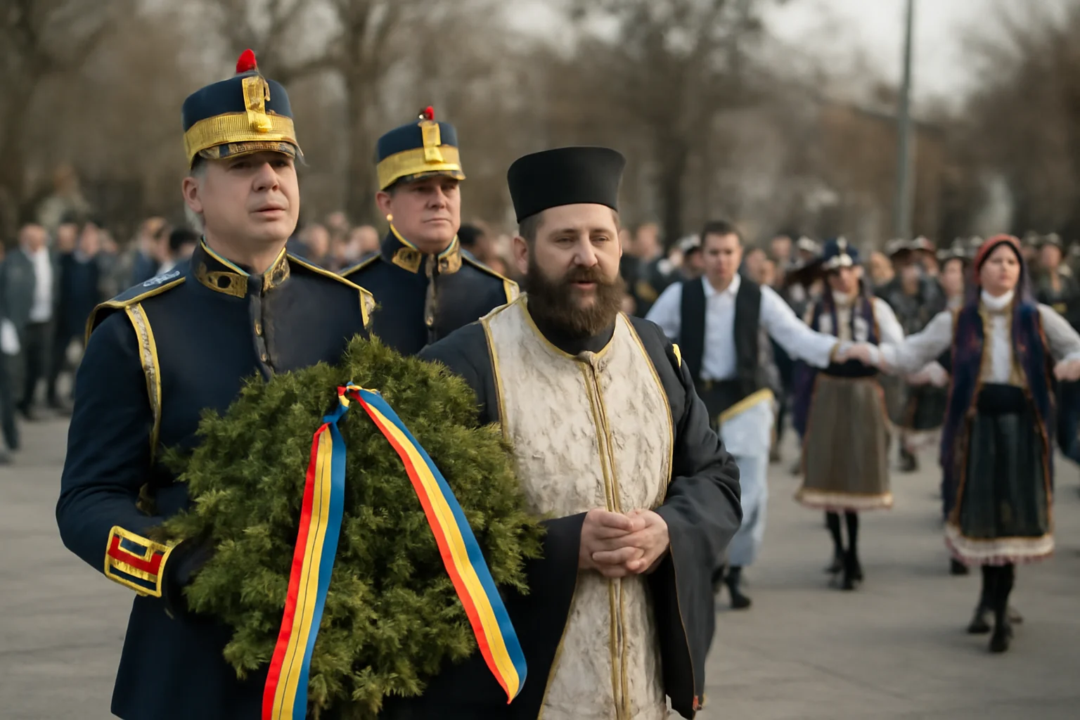 Ceremonial militar și religios de Ziua Unirii la Tulcea, încheiat cu Hora Unirii