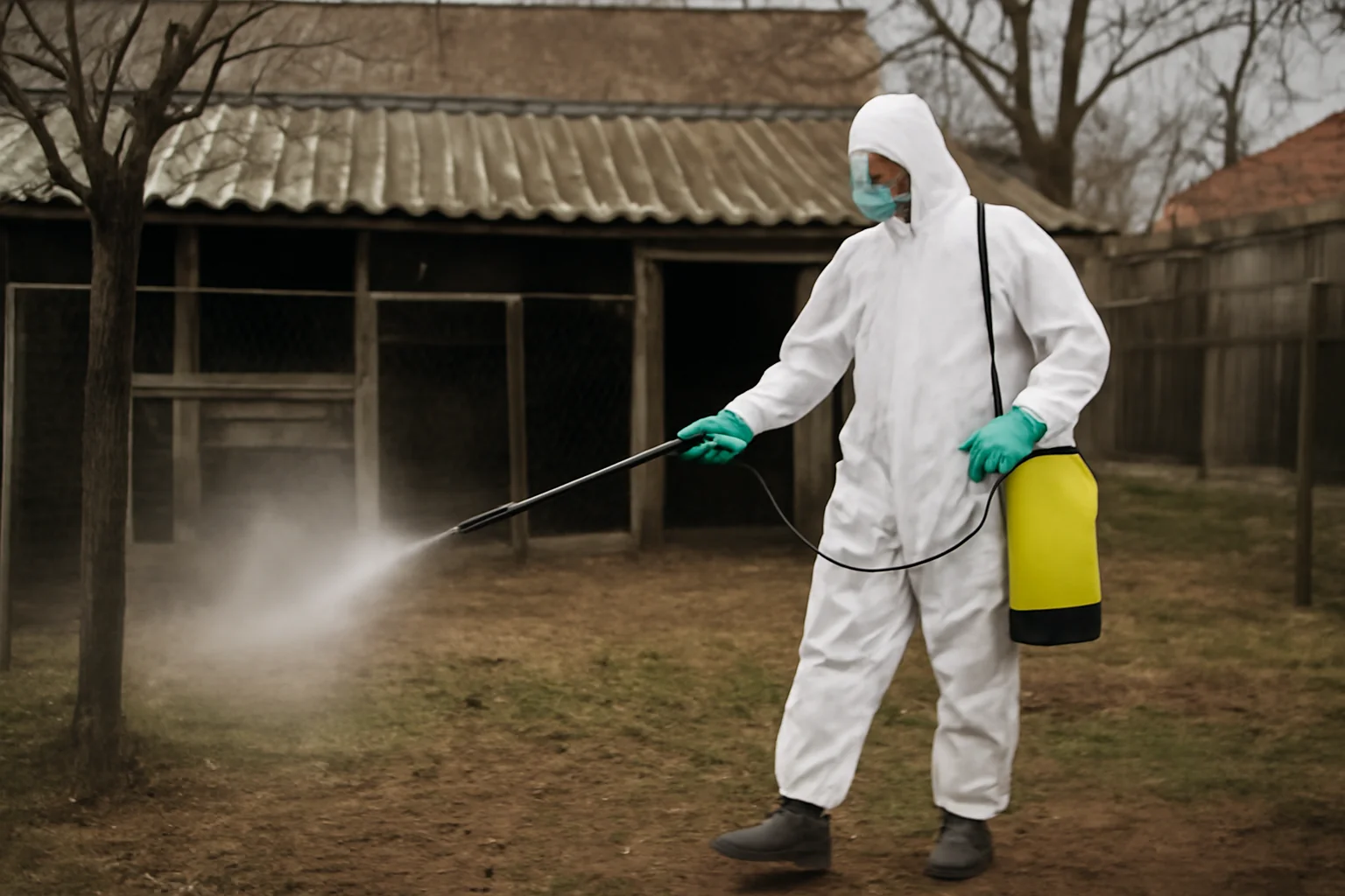 Dezinfecție finală la gospodăria Mănăstirii Saon din Tulcea după focarul de gripă aviară