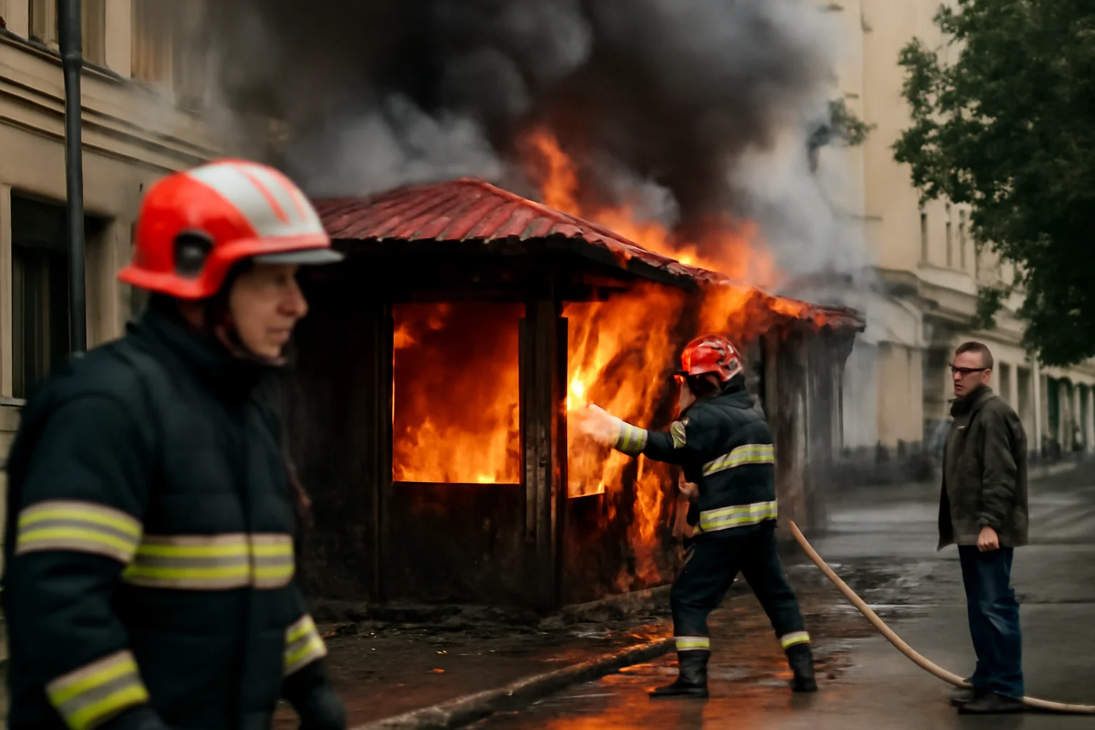 Incendiu la anexele unui restaurant din centrul municipiului Tulcea, stins după o intervenție de trei ore