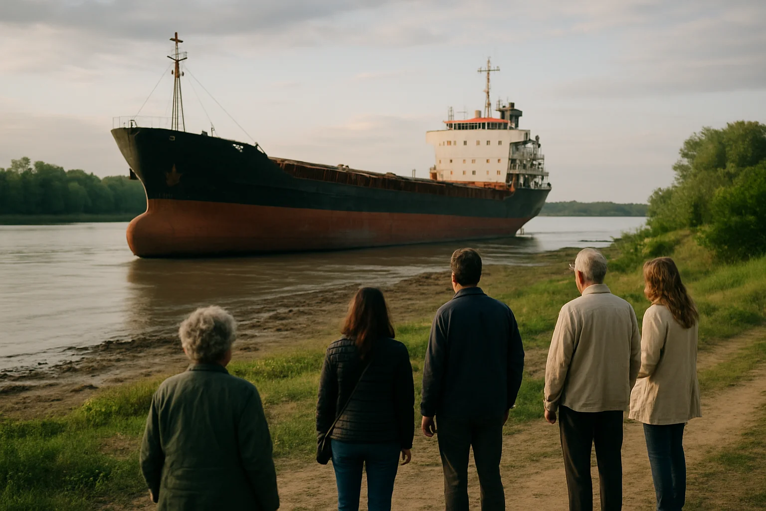 Incident naval în Tulcea: O navă cargo a eșuat la Tudor Vladimirescu