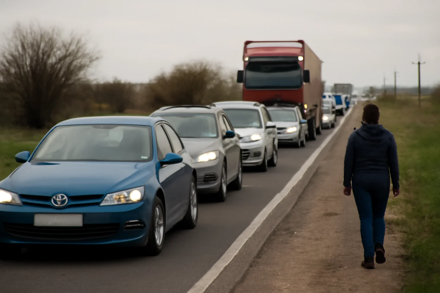 Trafic blocat pe DN 22 între Isaccea și Văcăreni, în județul Tulcea, după ieșirea unui ansamblu rutier în afara carosabilului