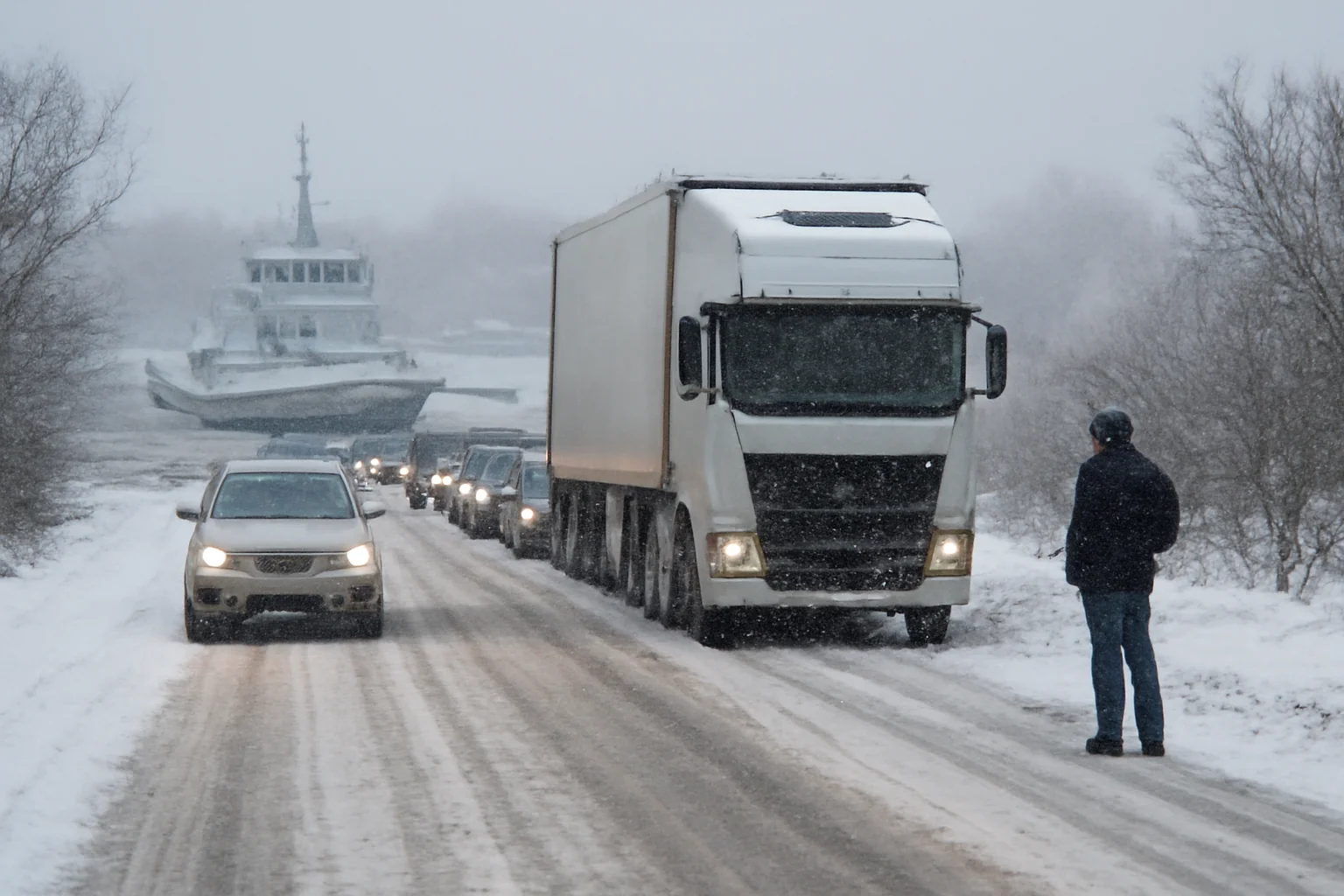 Trafic rutier și naval îngreunat de iarnă la Tulcea pe 19 februarie 2026